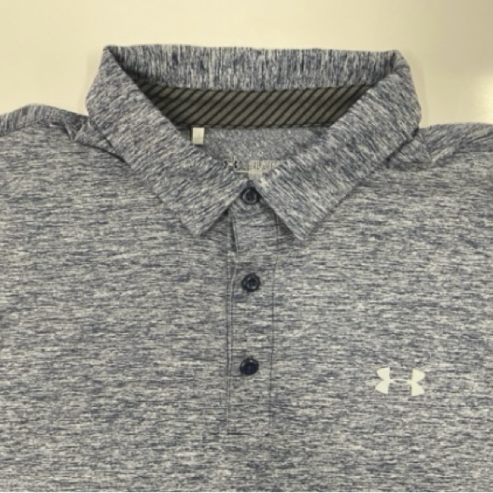 Men’s Under Armour Loose heatgear 2XL Short Sleeve Navy White Heather Pattern - Picture 4 of 9